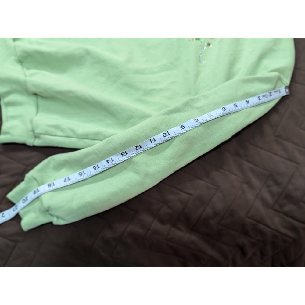 Cute frog & mushroom embroidered light green sweatshirt by Morning Sun size L - Picture 7 of 7
